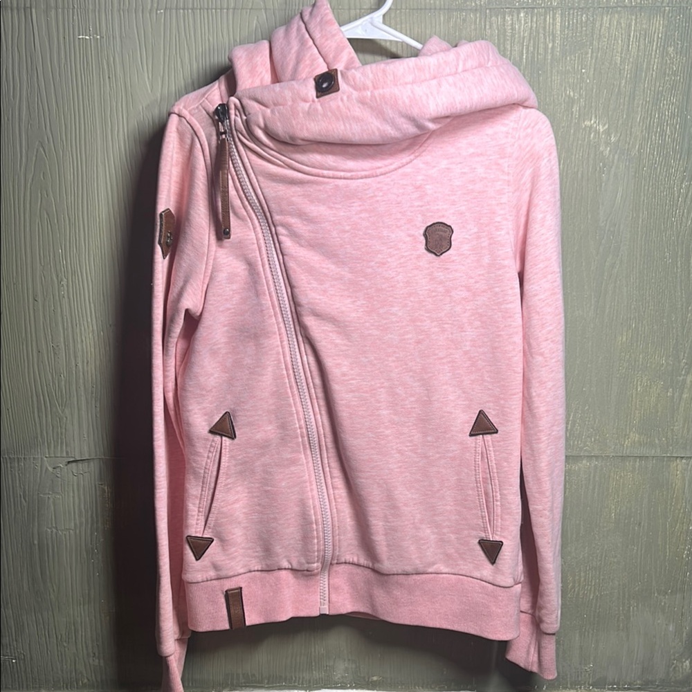 Naketano hoodie Pink Asymmetrical Zip Hoodie